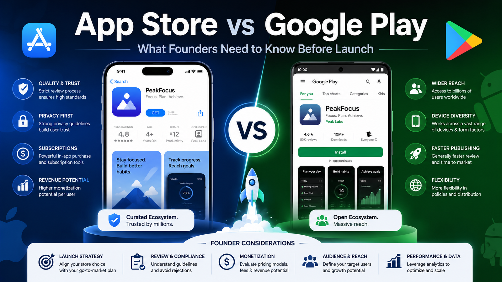 App Store vs Google Play: What Founders Need to Know Before Launch